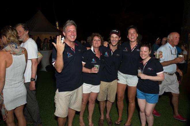 Royal Burnham YC President, Judy Payne-James with Jason and Team Heartbeat IV at the welcome party - Antigua Bermuda Race ©  Ted Martin / Antigua Bermuda Race